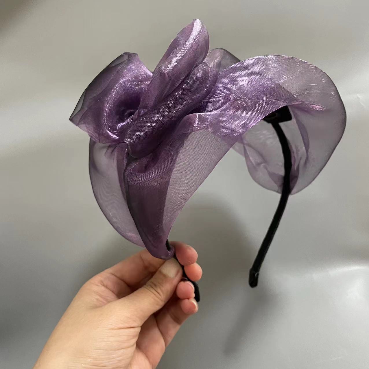 Travel Accessories For Women - Bandeau en tulle dégradé gris, couvre-cheveux